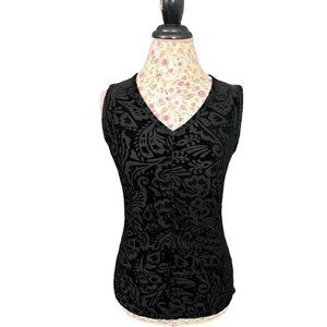 Apostrophe Y2K vintage sheer black velvet cutouts top size says small (6/8) with